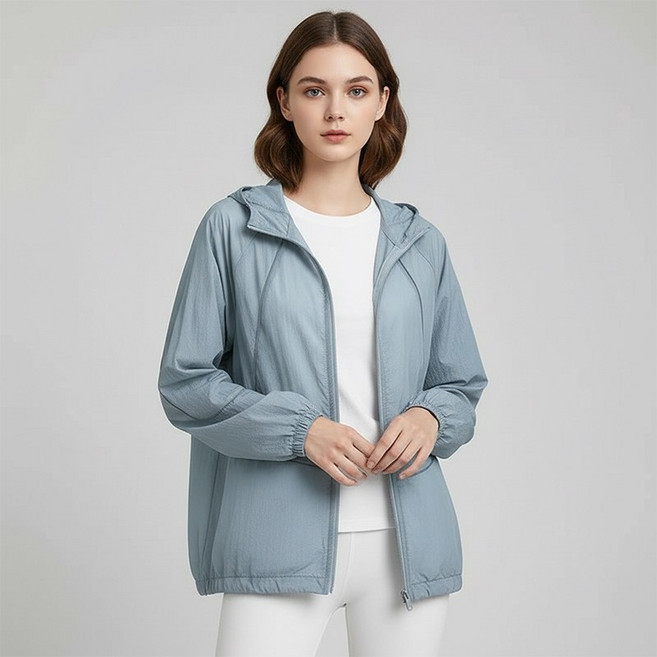 UPPERCUT 여성 바스락 바람막이 아웃도어 등산복 자켓 라이트웨이트 경량 후드집업 윈드브레이커 자외선 차단 빅사이즈