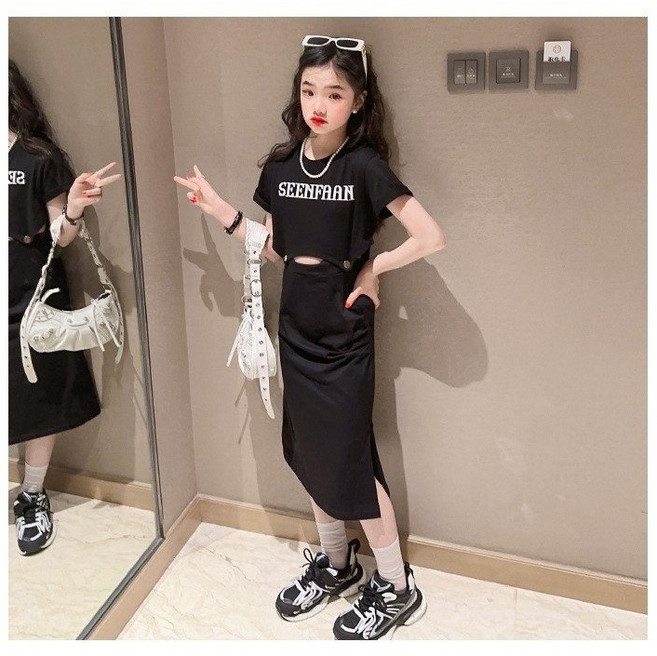 아짱 주니어상하세트 여름신상 단체룩 댄싱룩 버튼크롭티롱치마세트