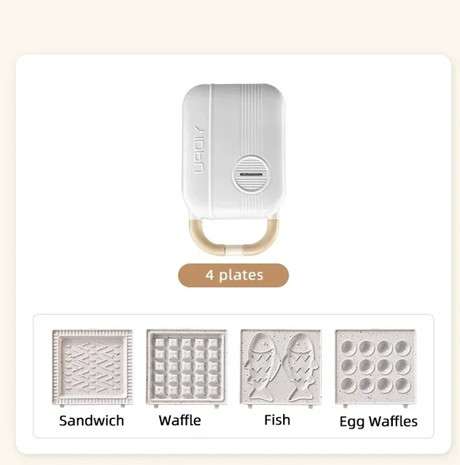 다기능 와플 기계 전기 샌드위치 메이커 토스터 베이커 아침 식사 기계 вафельница torradeiras, 06 영국, 03 with 4 plates