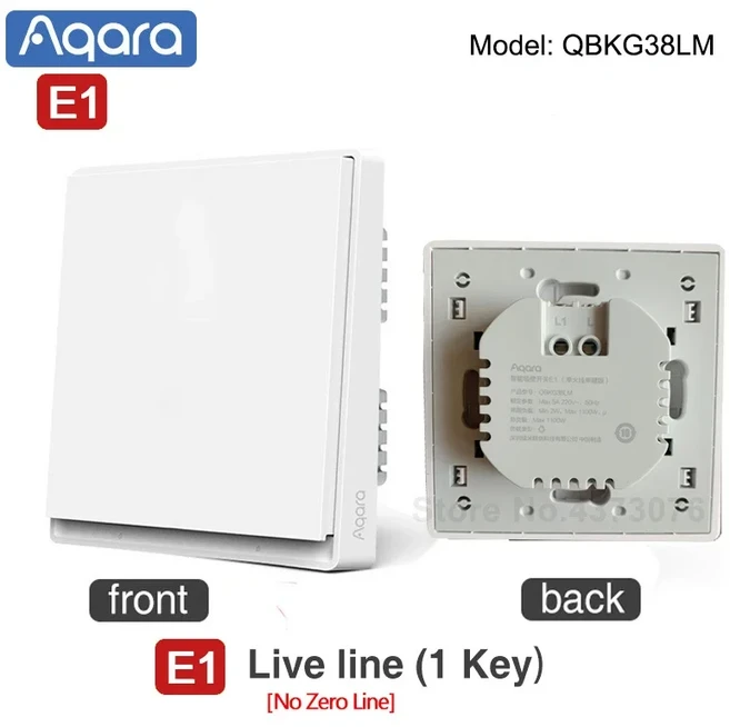 Aqara 스마트 벽 스위치 E1 지그비 3.0 무선 조명 키 홈킷 샤오미 미지아 앱용 중성선 불포함, 01 빠른, [06] No Neutral 1key
