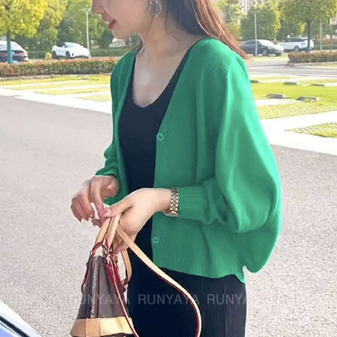 빅사이즈 래쉬가드 여성 아우터 코트 루즈핏 카디건 봄 여름 얇은 니트 가디건 D99U