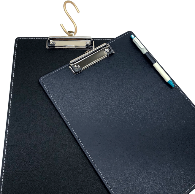 문구로드 pu 펜홀더 가죽 클립보드 A4 걸이형, 6개, 검정