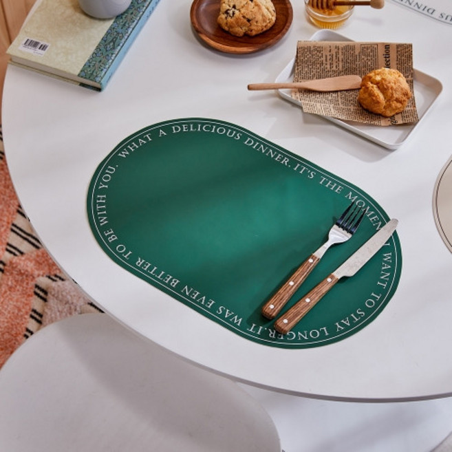 모던하우스 야탑점 레터링 실리콘 식탁매트 그린 / PL0322041, 43.5x27.5, 1개