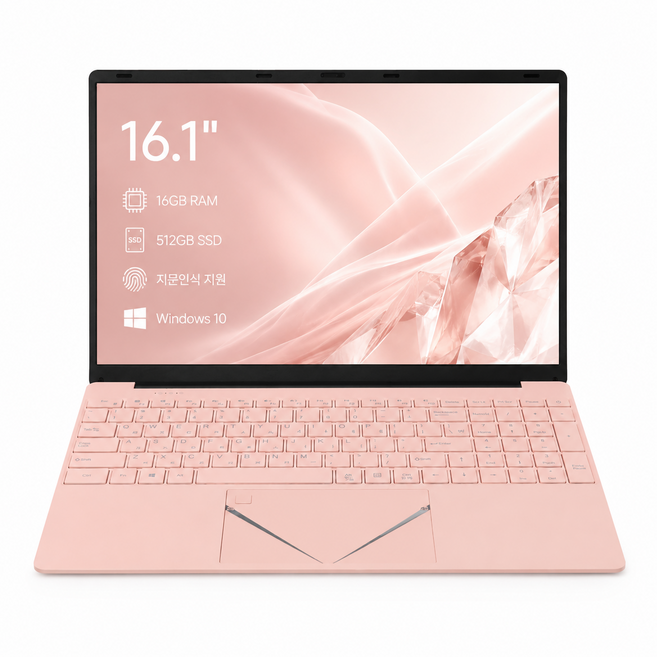 가성비 노트북 16인치 Intel i3-6006U 16GB 512GB SSD 윈도우10 지문인식 사무용 학습용 대화면 노트북, 로즈 핑크, C01, WIN10