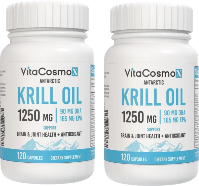 VitaCosmoX 비타코스모엑스 슈퍼바 크릴오일 Krill Oil 오메가3 1250mg 아스타잔틴 DHA EPA 인지질 1600mcg 퀵 릴리즈 소프트 젤, 2개, 120정 - 쿠팡