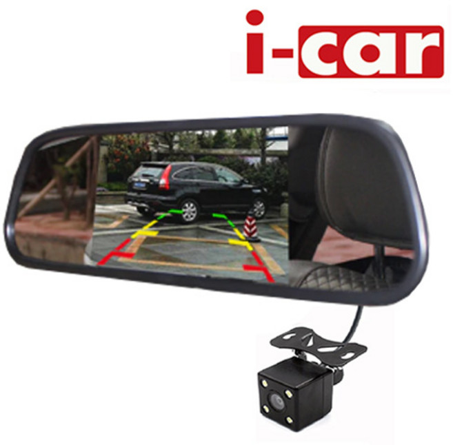 아이카 풀세트 후방카메라 후방모니터, 4.3인치 룸미러 후진 자동 풀세트 LED카메라 6M