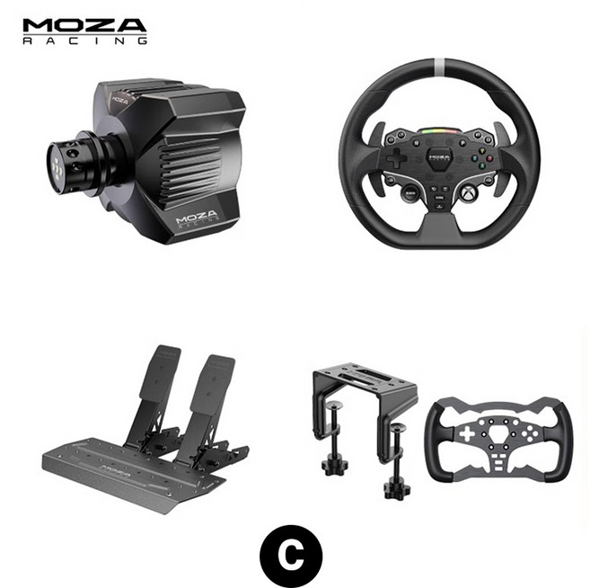 [CTK] MOZA R3 게이밍 레이싱 시뮬레이터 조이스틱 올인원 풀 패키지 자동차 운전연습기, C타입세트(2페달+표뮬러 디스크)