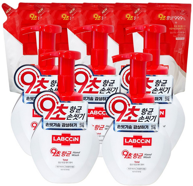 랩신 토탈 포밍 핸드워시 파운더리 허브향 본품250ml5개+리필200ml5개 세트, 1개, 2.25L