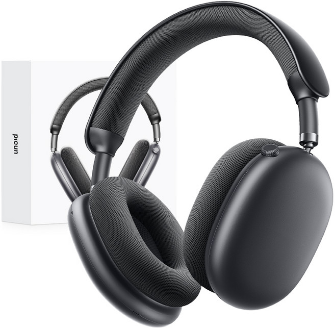 Picun 노이즈 캔슬링 공간 오디오 유무선 겸용 블루투스 헤드셋 F8pro, 다크그레이