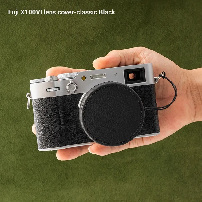 쿠쿠스토어 후지필름 X100VI/X100V 가죽 카메라 렌즈 캡 분실 방지 보호 커버 xhalf 리코 GR/GR3, 14 X100VI X100V black