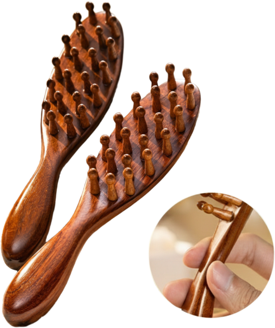 샌달우드 친환경 원목 두피 브러쉬 탈모예방 두피괄사 두피자극 마사지용, 1개, 우드색/백단향