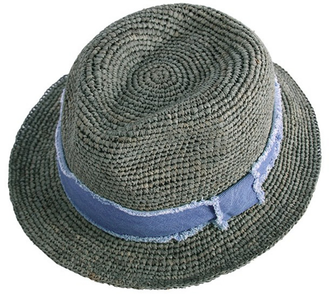 라핑 천연소재 청 중절모 여자 남자 데님 끈 여름 여성 밀짚모자