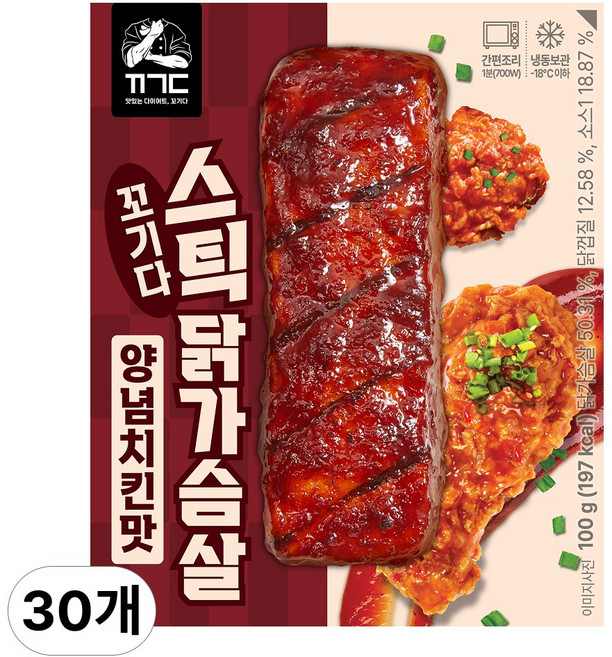 꼬기다 스틱 닭가슴살 양념치킨맛, 30개, 100g