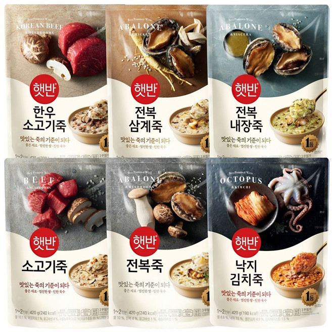 비비고 죽 6종 세트, 1세트, 420g