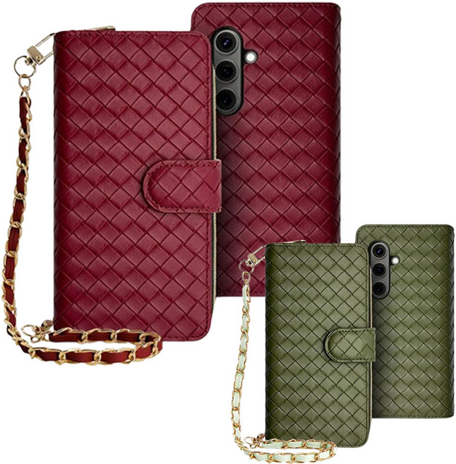 갤럭시 A23 SM-A235N 체인 스트랩 지퍼 가죽 카드 지갑 휴대폰 다이어리 케이스 FVXLO