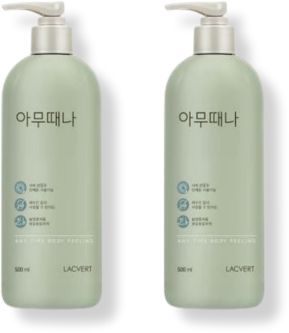 라끄베르 아무때나 때필링 펌프형 500ml 2개, 라끄베르 아무때나 때필링 뚜껑형 500ml 2개