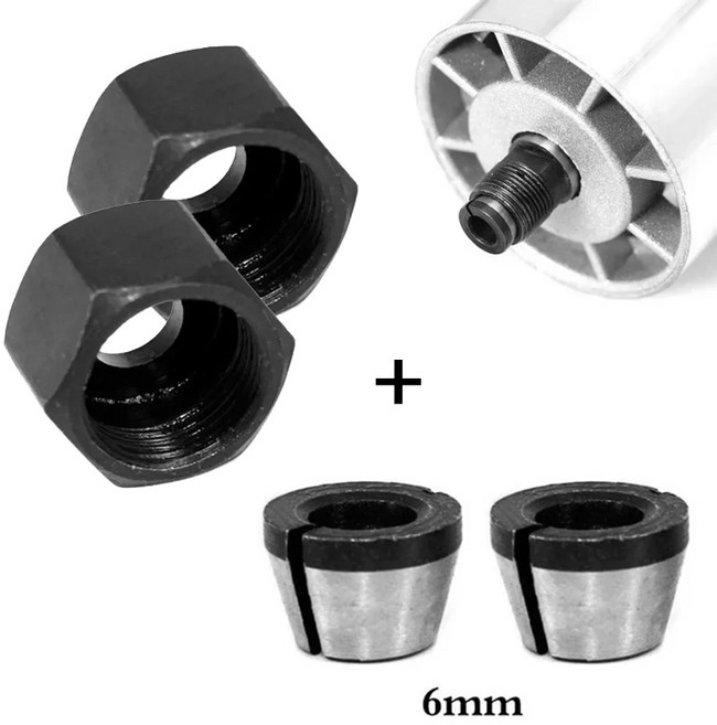 아이베란다 트리머 부속 콜릿 척 너트 샹크 규격 변경 키트, 2개, 너트6mm+호환척