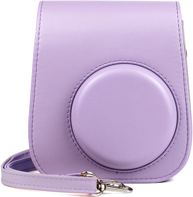 인스탁스 미니11 투명 케이스 가죽 가방, 1개, 가죽 케이스 - 퍼플, 인스탁스 미니 11