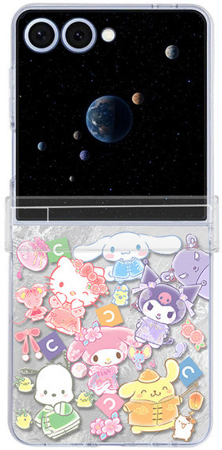 갤럭시z플립7 z플립5 z플립6 힌지보호 투명실리콘 안경 쓴 고양이 핸드폰케이스