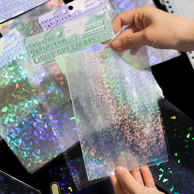 사각 글리터 스티커 6매입 다꾸 홀로그램 사진 탑꾸 다이어리 데코 스티커, 1개, 6종SET(A+B+C+D+E+F)