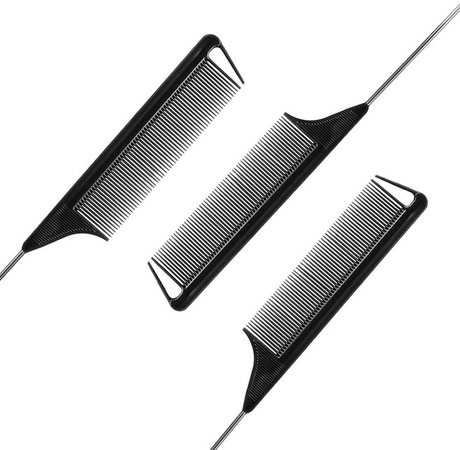 아이코어스 미용실 카본 꼬리빗, 블랙, 2개
