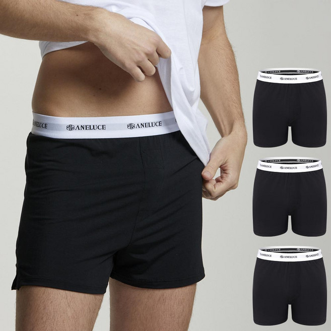 아넬루체 스판 모달 남자 트렁크 사각 팬티 3매세트
