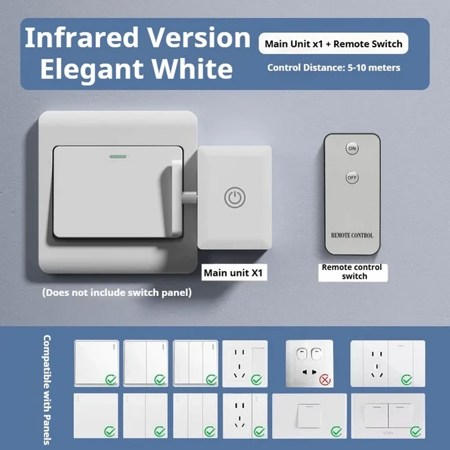 배선이 필요 없는 무선 원격 제어 조명 끄기/켜기 자동 프레스 벽 봇 물리적 손가락 클릭 스위치 버튼, 01 CHINA, 01 Infrared model