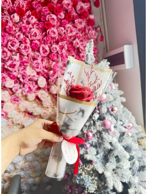 精美玫瑰香皂乾燥花束：婚禮小物/活動禮品/520送禮/畢業教師節禮物 多款可選, 1個, 紅色花束（不含禮物袋）