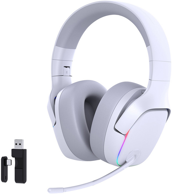 벤트론스 무선 게이밍 헤드셋 RGB 3모드 연결방식 가상 7.1 채널, 화이트, CT780