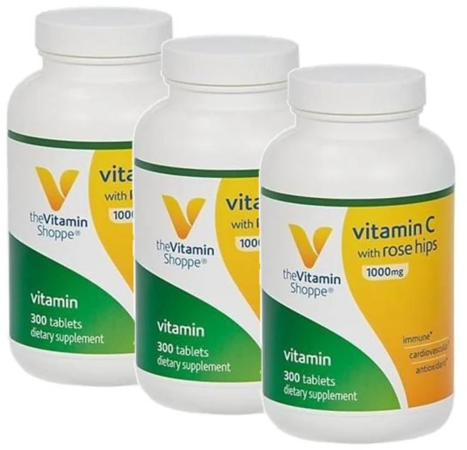 더비타민샵 비타민C 1000MG 로즈힙 The Vitamin Shoppe Vitamin C Rose Hips, 3개, 300정 - 쿠팡
