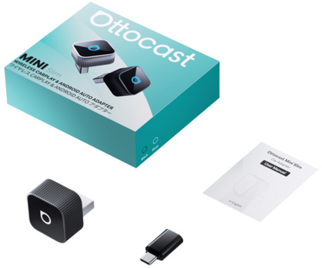 오토캐스트 미니 슬림 무선 카플레이 안드로이드 오토 어댑터 USB 동글 플러그 앤 블루투스 5.0 와이파이, 04 Black-A