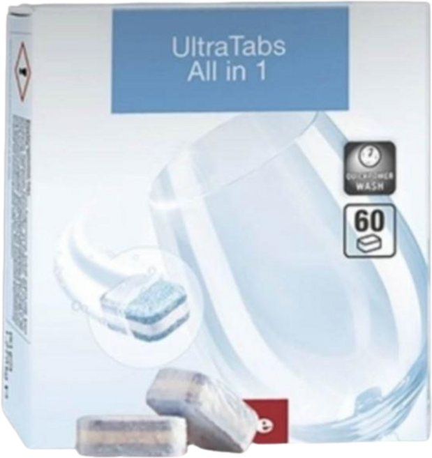 Miele UltraTabs All in 1 洗碗錠 60顆裝 適用於快速洗程, 白色, 洗碗塊, 配送