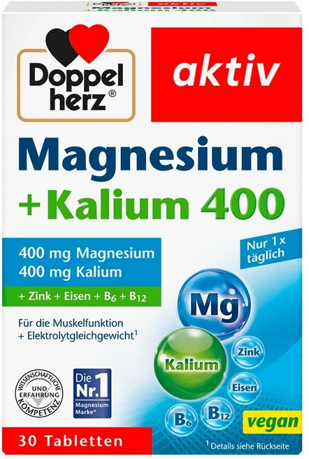 Doppelherz 도펠헤르츠 마그네슘 400&칼륨 30개입 60g, 1개, 30정 - 쿠팡