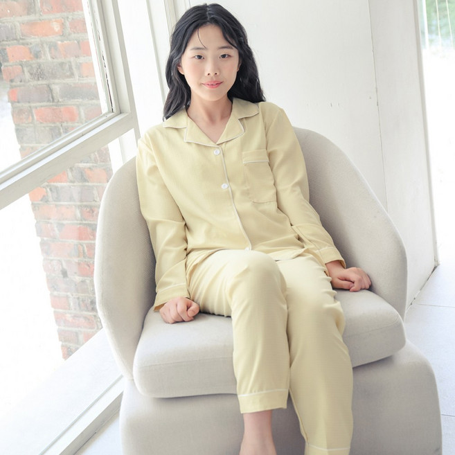 코코드림 주니어용 학생 고백받은날 셔츠 카라 긴팔 잠옷 상하의 세트