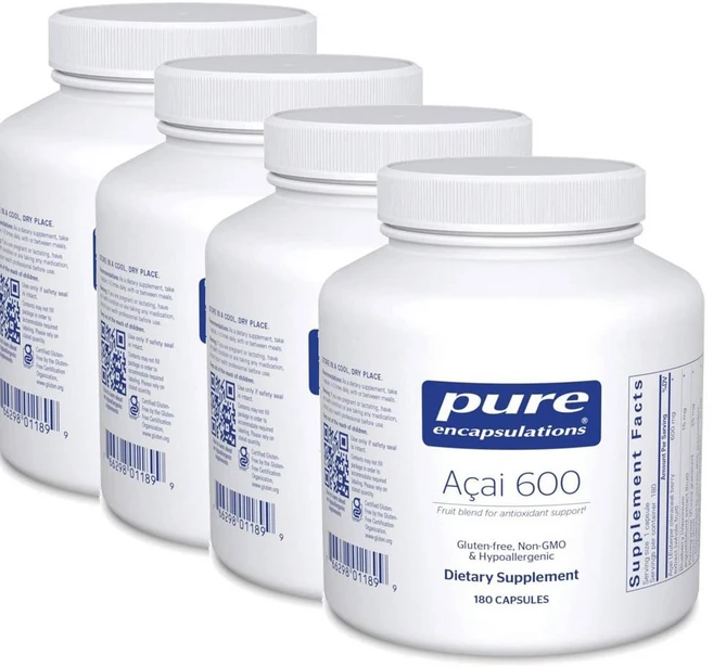 퓨어인캡슐레이션 아사이 600 블루베리 석류 크랜베리 함유 캡슐 Pure Encapsulations Acai 600, 4개, 180정 - 쿠팡