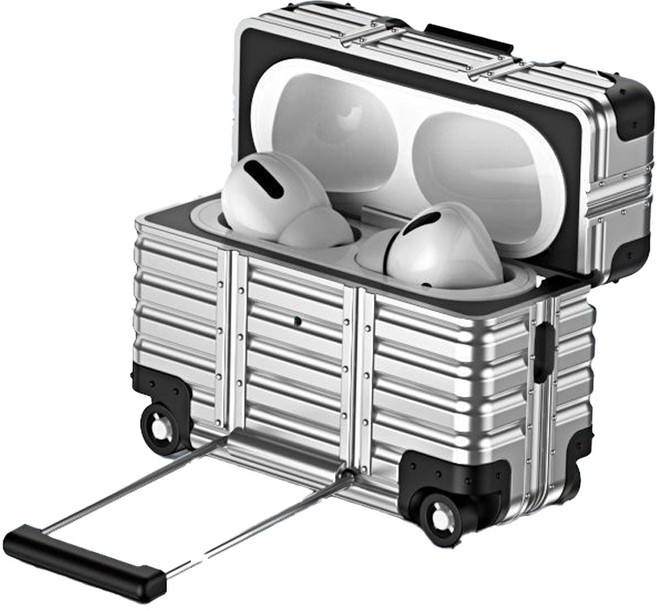 바이주주 에어팟 프로 3 캐리어 독특한 거치대 케이스, 에어팟프로3, 실버