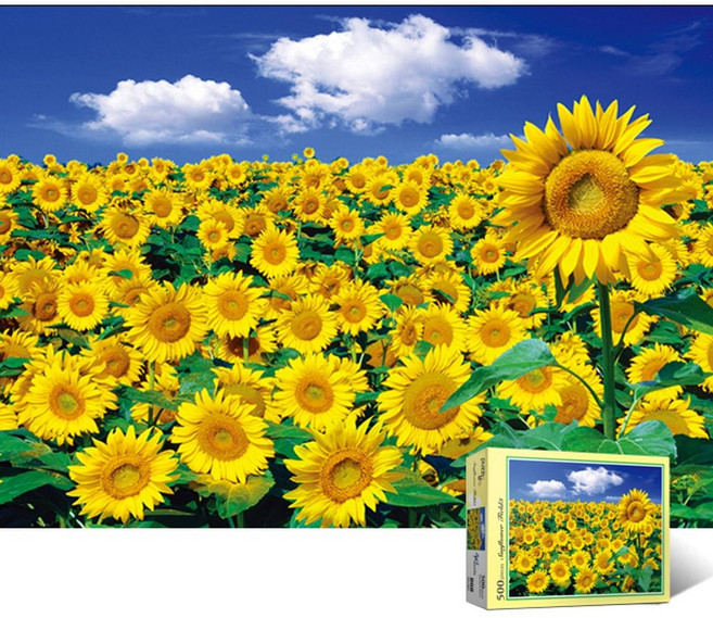 풍경 그림 직소퍼즐 집콕 놀이 해바라기들판 500피스, 본상품선택, 1개