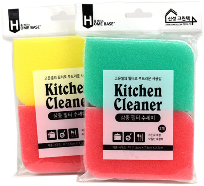 신성크린텍 삼중 필터 수세미 2개입, 1개