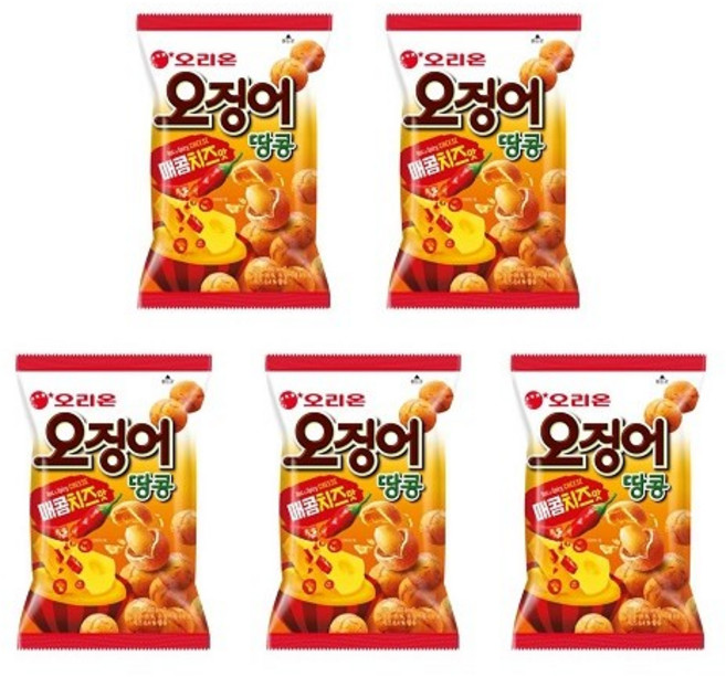 정성들여 제대로 구운 40년 전통의 맛 오징어땅콩 매콤치즈맛 202g 5개(사탕증정), 5개