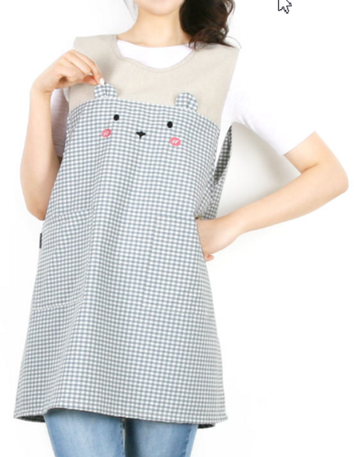 곰곰이체크 앞치마 어린이집 보육 교사 선생님 실습 원피스 실습 아이돌보미 에이프런 린다스 에이프런샵, 1개, 일반_그레이