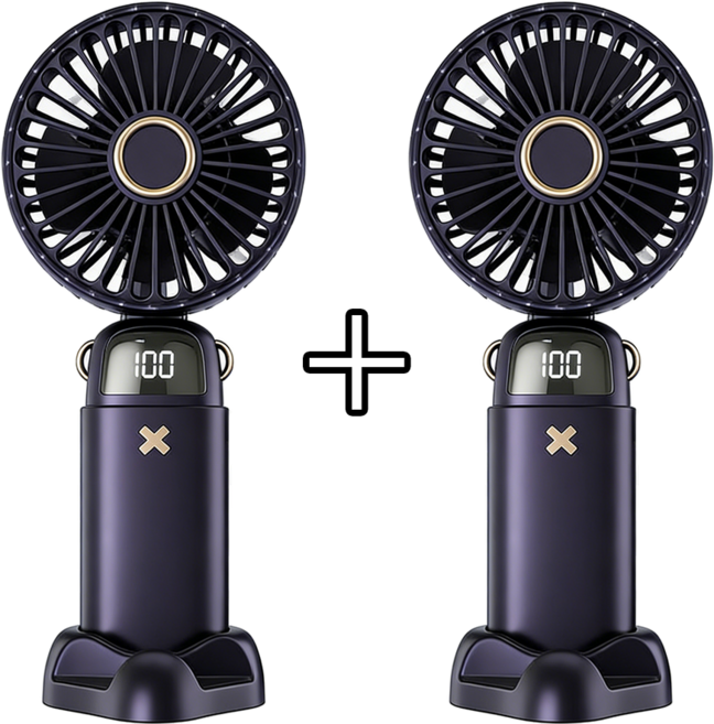 Ambition 1+1 접이식 휴대용 무선 미니 손선풍기 세트, 블루+블루, DS18