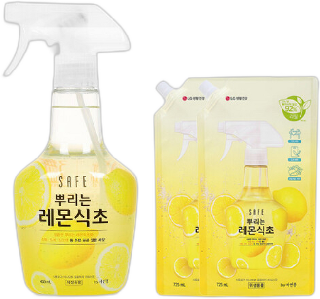 세이프 뿌리는레몬식초 1개+725ML리필, 2개, 400ml