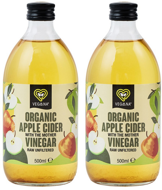 베가나 유기농 애플 사이다 비니거 사과식초, 2개, 500ml