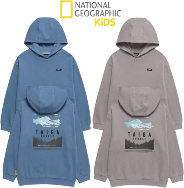 [백화점발송] 내셔널지오그래픽 키즈 남여아 공용 후드 맨투맨 데일리 스쿨룩 야외활동 트레이닝 긴팔 맨투맨 티셔츠