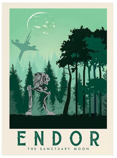 Tatooine Endor 풍경 캔버스 페인팅 빈티지 아트 여행 영화 전쟁 벽 사진 홈 데코, 40cmX50cm Frameless, 07 4