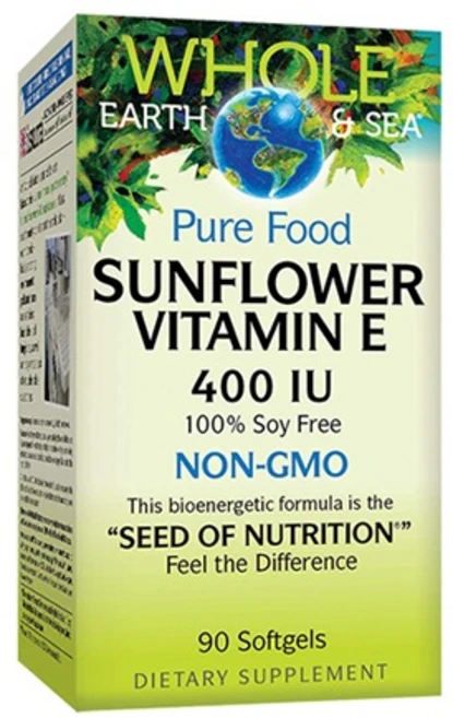 네추럴팩터스 홀 어쓰 & 씨 퓨어 푸드 선플라워 비타민 E 400IU 소프트젤, 1개, 90 capsules, 90정 - 쿠팡