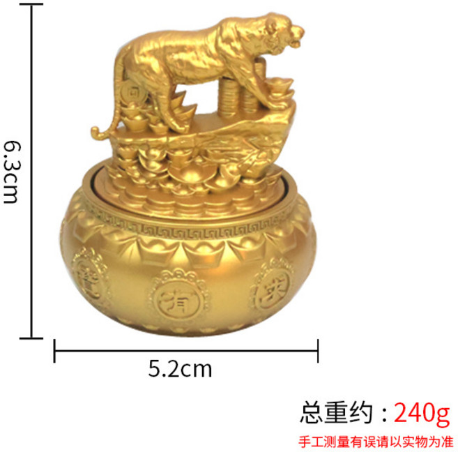 迷你龍鳳茶壺 黃銅手把玩 轉轉壺工藝品 麻將小物 招財擺飾 桌上裝飾 傳統工藝+【生肖虎】聚寶盆轉轉擺件, 【生肖虎】聚寶盆轉轉擺件