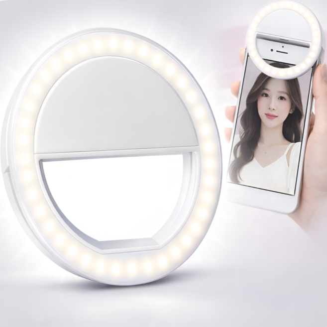 헤이앤데이 핸드폰 셀카 촬영 조명 LED 링라이트 클립형, 1개, 화이트