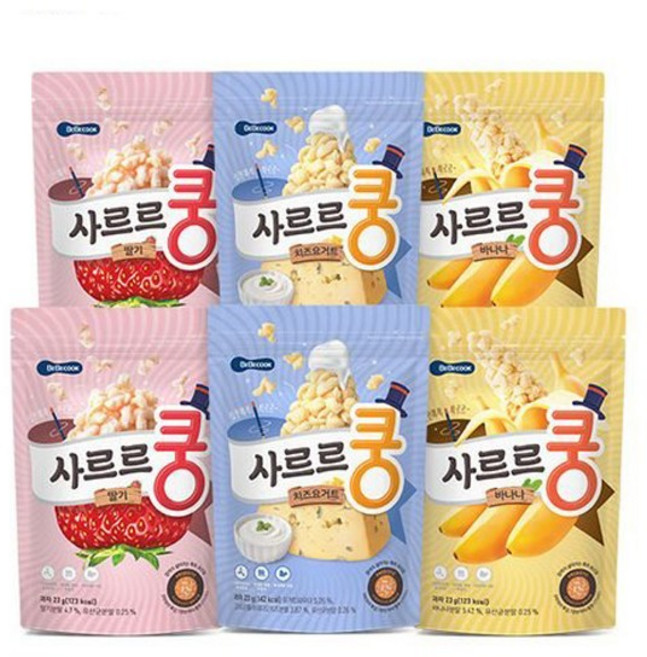 베베쿡 사르르쿵 과자/딸기/바나나/치즈요거트/6봉지, 딸기2봉+치즈2봉+바나나2봉, 1개