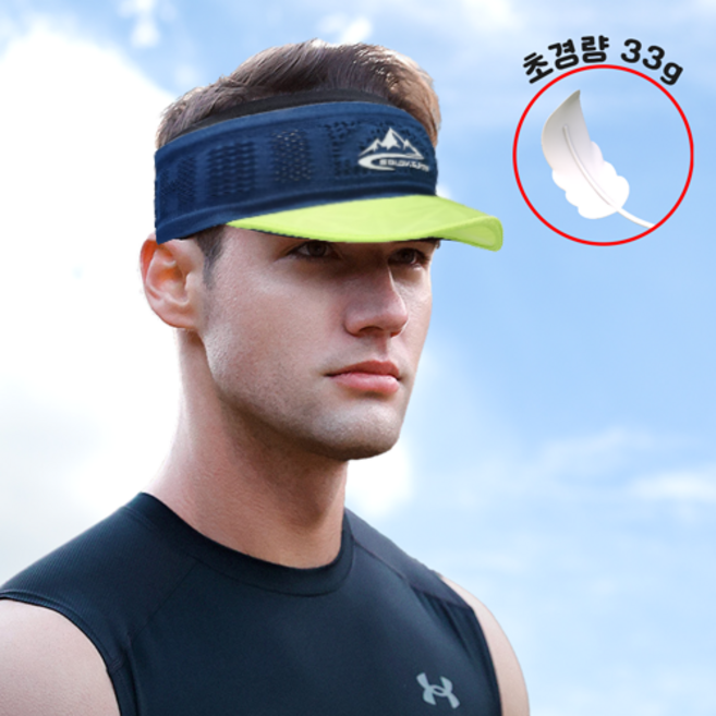 슈아미 초경량 런닝 스포츠 썬캡 모자 마라톤 러닝 등산 33g, 블루, 1개